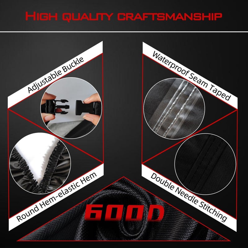 OWEEIO Lawn Mower Cover, Heavy Duty 600D Oxford, Waterproof Outdoor, Weather Resistant, Rip-Proof, Anti-UV, Raing-proof, Sun Block, Heatresistant with 1 Windproof Strap, 1 Storage Bag (Push) - Image 4